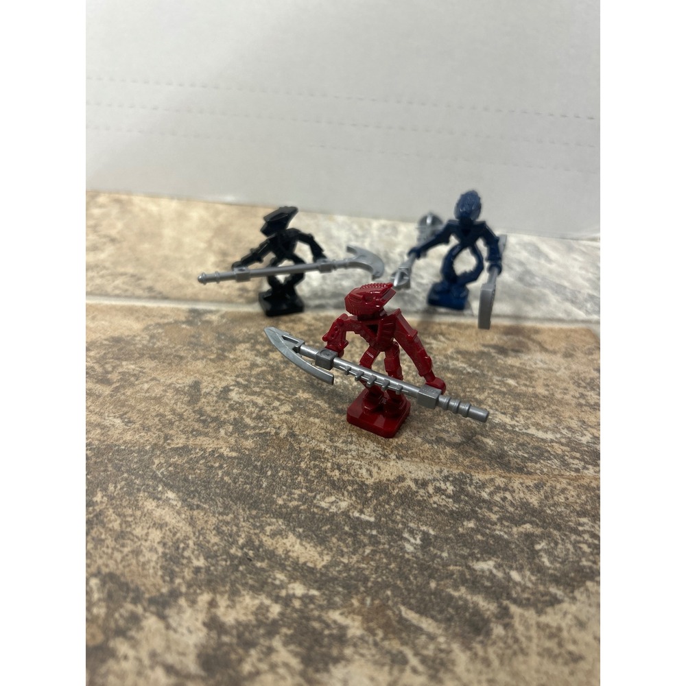LEGO Bionicle Rahkshi Minifigures Set of 3 Red Black Blue Figures 1.5 Inch